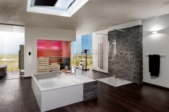 Glazen douchewand vrijstaand helder glas, glazen sauna afscheiding helder glas vast-deur-glas